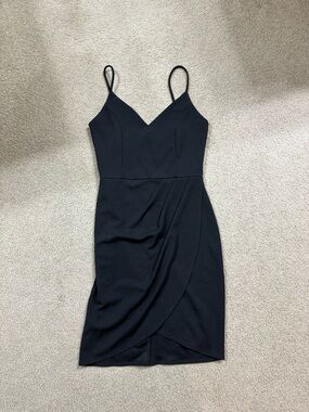 Lulu's Black Spaghetti-Strap Tulip Hem Dress